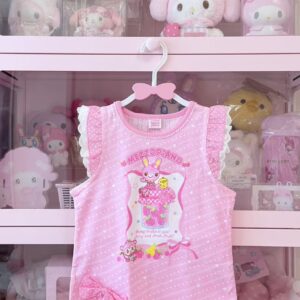 Kawaii Pink Bow Sleeveless Tee – Cute Cartoon Summer Top